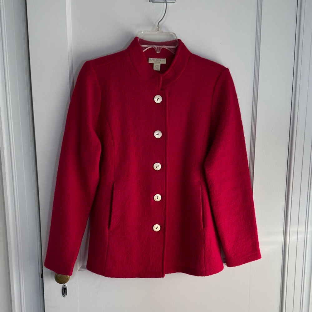 Boiled Wool Fitted Blazer from Appleseed’s, cherry red, PM, excellent condition